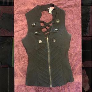 Lydia black steampunk goth vest